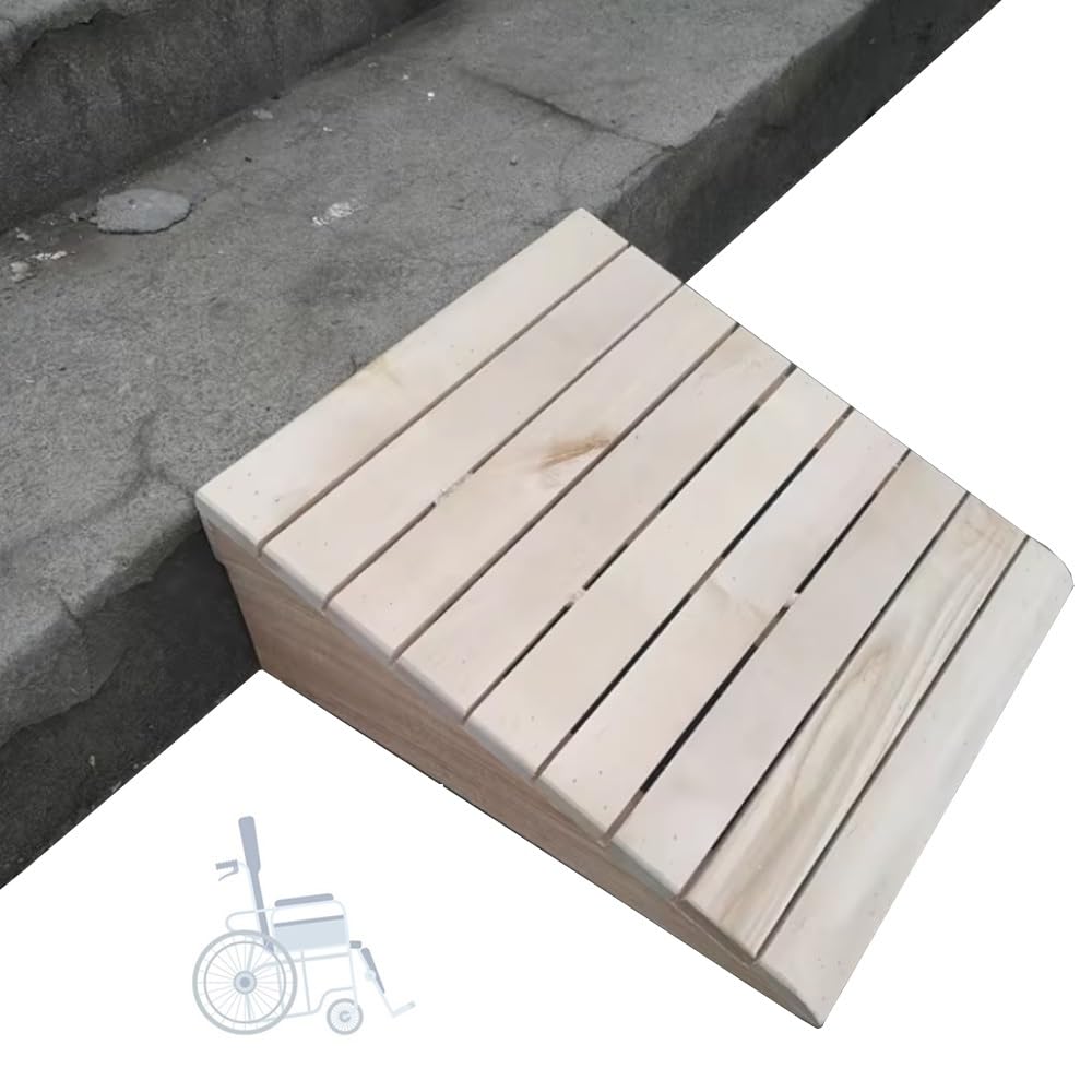 Rampa De Umbral De Madera, Rampa De Entrada Para Silla De Ruedas, 7-15cm Altura, Rampa De Acceso, Rampa De Bordillo Para Discapacitado, Escalones, Scooter(31 * 30 * 10cm/12.2 * 12 * 4in)