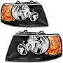 AUTOSAVER88 Headlight Assembly Compatible with 03 04 05 06 2003 2004 2005 2006 ford Expedition Black Housing Clear Lens