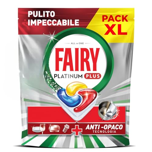 Fairy Platinum Plus Pastiglie Lavastoviglie, 40 Capsule, Limone, Detersivo Con Tecnologia Anti-Opaco, Contro Grasso e Incrostazioni Ostinate Anche nei Cicli Brevi