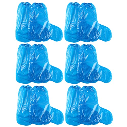 Abaodam Lot de 20 couvre-chaussures imperméables en plastique résistant à l'usure avec bande élastique Bleu