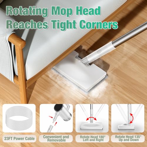 Image of 11-in-1 Steam Mop - Detachable Handheld Steam Cleaner with 380mL Tank, 260℉ Floor Steamer for Hardwood, Tile, Grout, Windows, Bath & Kitchen - 3-Level Steam Control, Multi-Purpose Floor Steam Cleaner