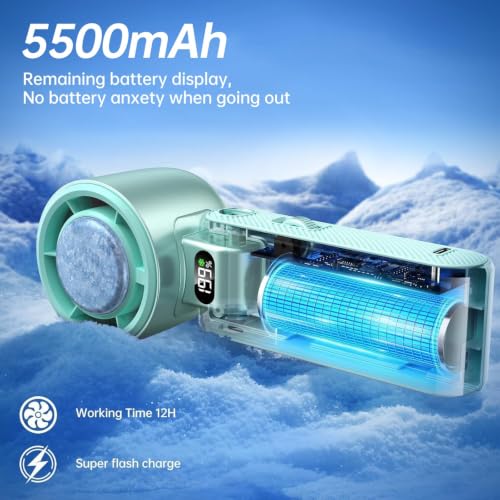Image of Pro Handheld Portable Fan with Turbo Cooling 199-Speed 5500mAh