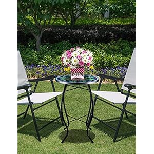 VCUTEKA Outdoor Side Table Mosaic End Table Patio Side Table Small End Table Glass Top Round Balcony Coffee Table Porch Indoor Glass Top VCUTEKA Outdoor Side Table Mosaic End Table Patio Side Table Small End Table Glass Top Round Balcony Coffee Table Porch Indoor Glass Top