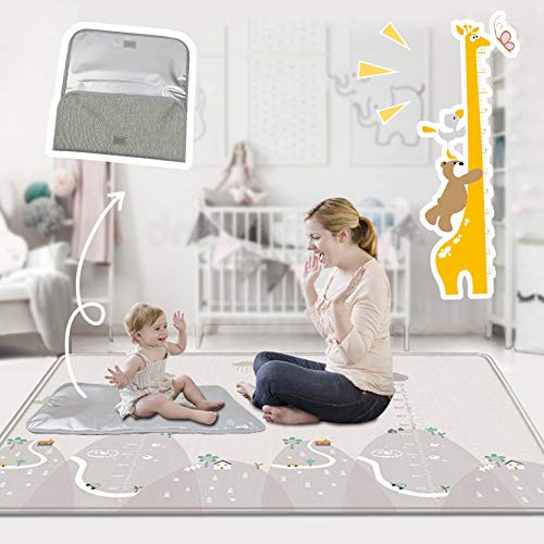 Buyger Tapis Jeu pour Enfant Bébé Ramper Tapis de Sol pour Épaissi Imperméable Anti-Saleté Activité en Mousse intérieur ou extérieur Pique-niquepour Tapis 200 X 180 cm