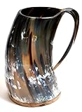 BOLD & DIVINE Viking Horn Mug | 15 to 20 oz | Beautifully Hand Crafted Ox Horn Mug with Gift Bag | Food Grade Beer Mug