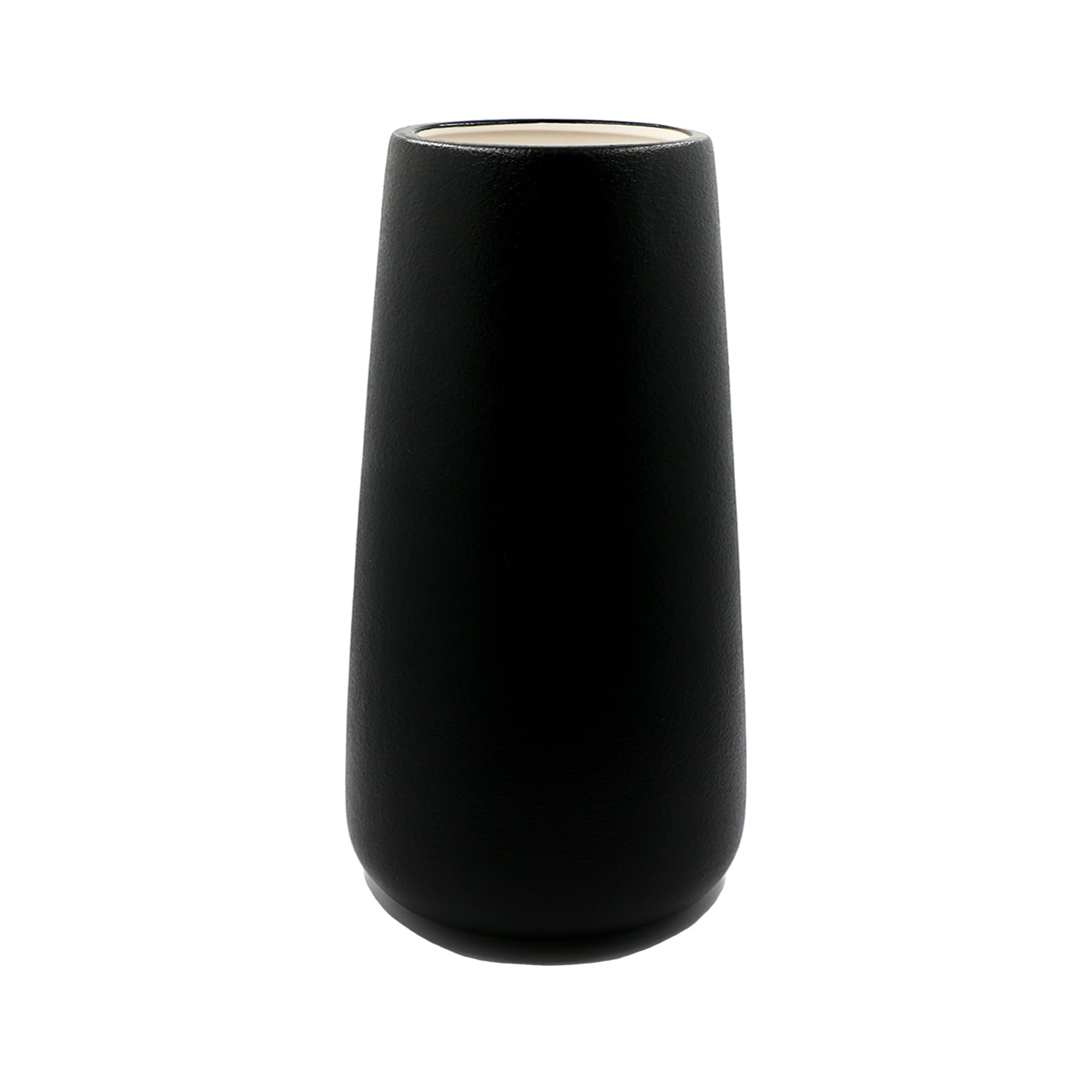 Florero de Ceramica Negro de 20cm de Alto Superficie esmerilada, floreros Modernos para Decoracion de mesas Interiores, floreros Decorativos para Pampas, florero Boho para Flores Frescas Flores secas