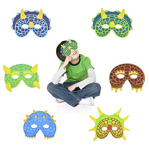 Kreatwow Dinosaur Masks Party Favors pour Les garçons Mousse Masques Fournitures pour la fête d'anniversaire Halloween Party