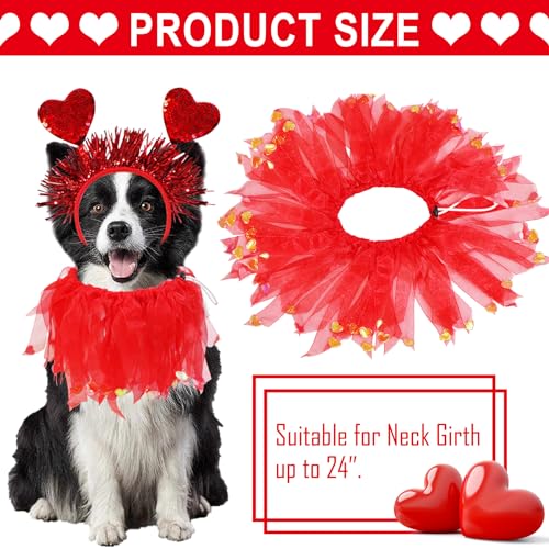 Disfraz para perro San Valentín con collar y diadema rojo miniatura 4
