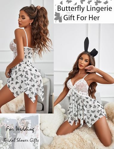 Image of SSoShHub SoShHub Women Babydoll Nightwear Swimwear Beachwear Sheer Honeymoon Lingerie with Panty Set Chrismas Bikini Girlfriend Wife New Year Babydoll Valentine Festival Bikini, Free Size