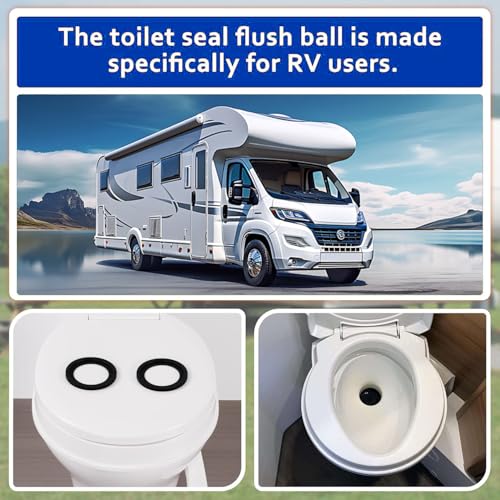 Image of RV 385311658 RV Toilet Flush Ball Seal Replacement RV Accessories Flush Ball Gaskets for Dometi 300 /310 /320 Toilet Seal Gasket Kit, R-V Toilets - Ideal Flush Ball Gaskets2-Pack, VR003