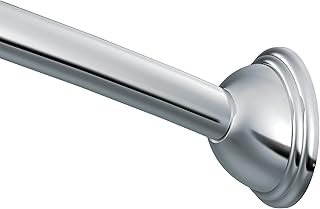 Moen Curved Adjustable Length Fixed Mount Single Shower Curtain Rod for Bathroom, Chrome Finish, CSR2160CH