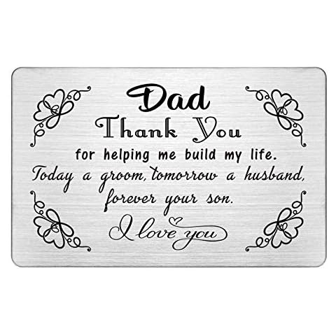 Laluminter Dad Wedding Gift from Son, Engraved Wallet Card for Groom's Dad, Father Wedding Card Keepsake Cover