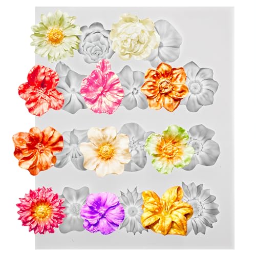 3D Silikonform Blumen Silikonformen Gießformen Blumen Harz Rose Kerzen Fondant Schokolade Handgemachte Süßigkeit Herstellung von handgefertigten Duftkerzen Seifen Schokolade Gips Harzhandwerk