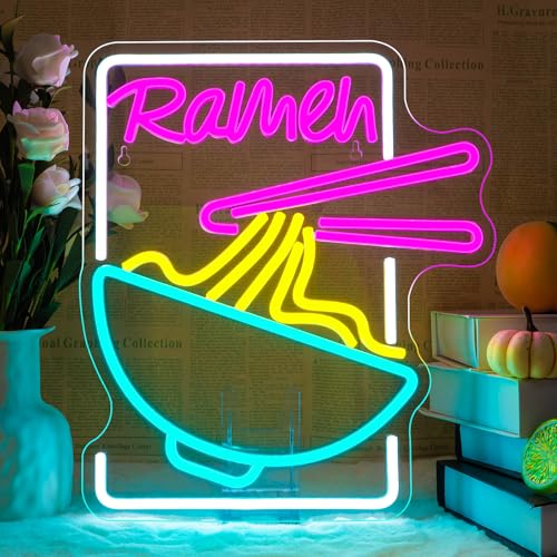 Image of Ramen Time Neon Sign - Noodles Neon Signs for Wall Decor Ramen Led Signs Ramen Light Up Sign USB Neon Ramen Sign for Ramen Shop Decoration Ramen Shop Decor Ramen Poster Restaurant kitchen