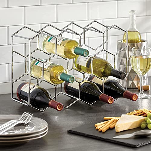 Image of Countertop Wine Rack 14 Bottle Freestanding Modern Metal Wine Rack 3 Tier Tabletop Wine Holder Stand for Cabinet Pantry Wine Bottle Storage No Assembly Required (Silver)