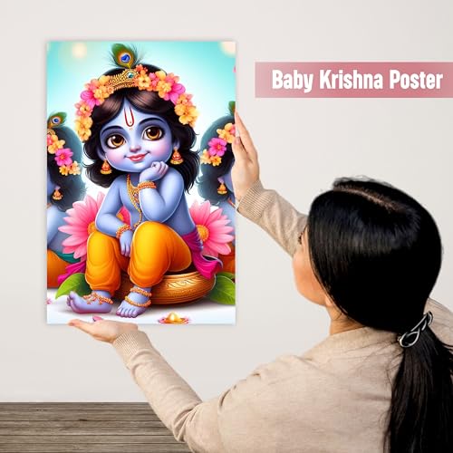 Image of Twinster Bal krishna Posters Photo for Pregnant Women, Baby Poster Self Adhesive (Size 45 cm by 30 cm) Pack of 1 (Design 5)