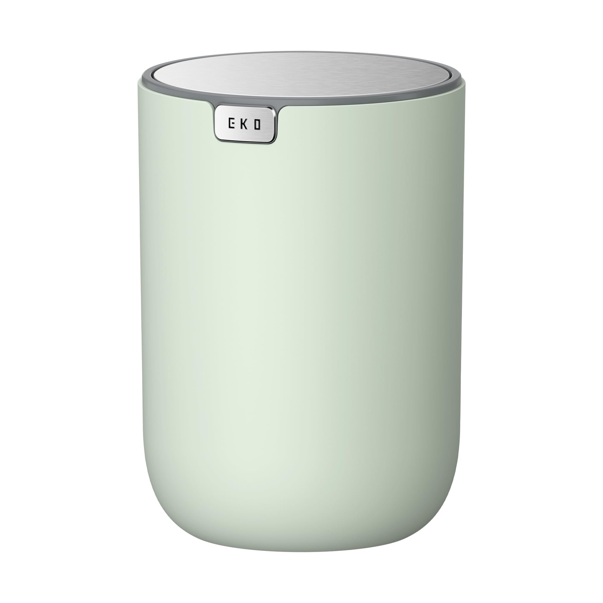 EKO Fandy Table Bin, 1.5L Mini Desk Rubbish Bin with Swing-Top Lid, 1.5 Litre Small Table Round Wastebasket for Office, Home, Bathroom, Bedroom, Car (Sage)