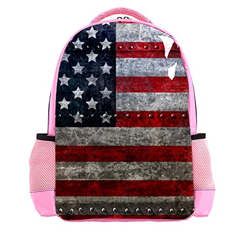 Cartable vintage garçon à motif drapeau américain comme cadeau de rentrée