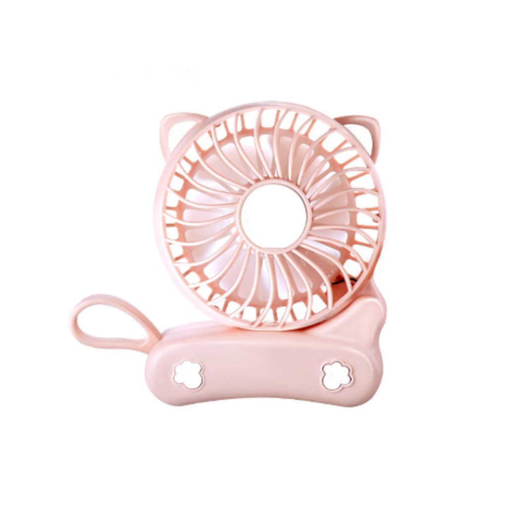 Ordinateur de poche et ventilateur USB contre la chaleur en dortoir rose