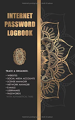 Internet Password Logbook: Internet Address and Password Log Book With Alphabetical Tabs: Elegant Mandala Cover (The Pretty Password Guardian) (French Edition)