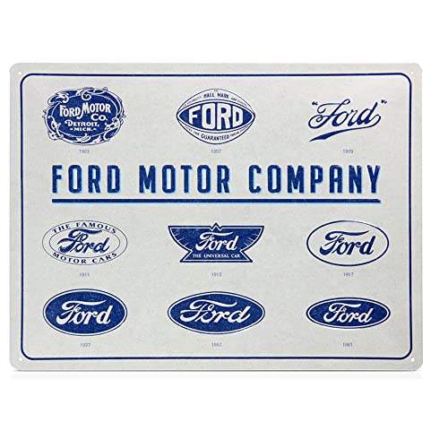 Nostalgic-Art Plaque Vintage, Ford – Logo Evolution – Idée de Cadeau pour Fans de Voitures, en métal, Design Retro pour la décoration, 30 x 40 cm