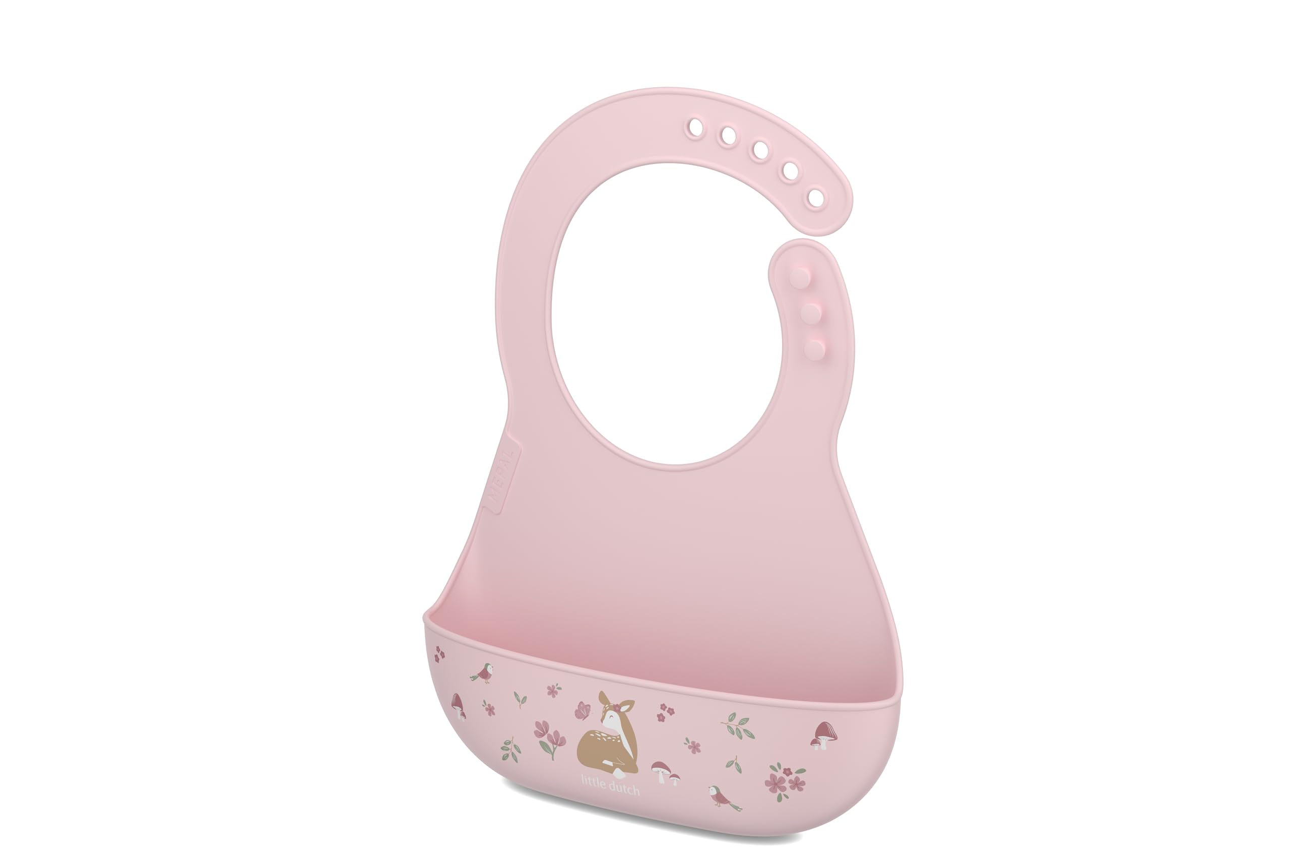 Mepal - Lätzchen Mio Little Dutch - Abgerundete Nackenverschlüsse für eine bequeme Passform - Tiefe Tasche zum Auffangen von Lebensmitteln - Spülmaschinengeeignet - BPA-frei - Fairy Garden