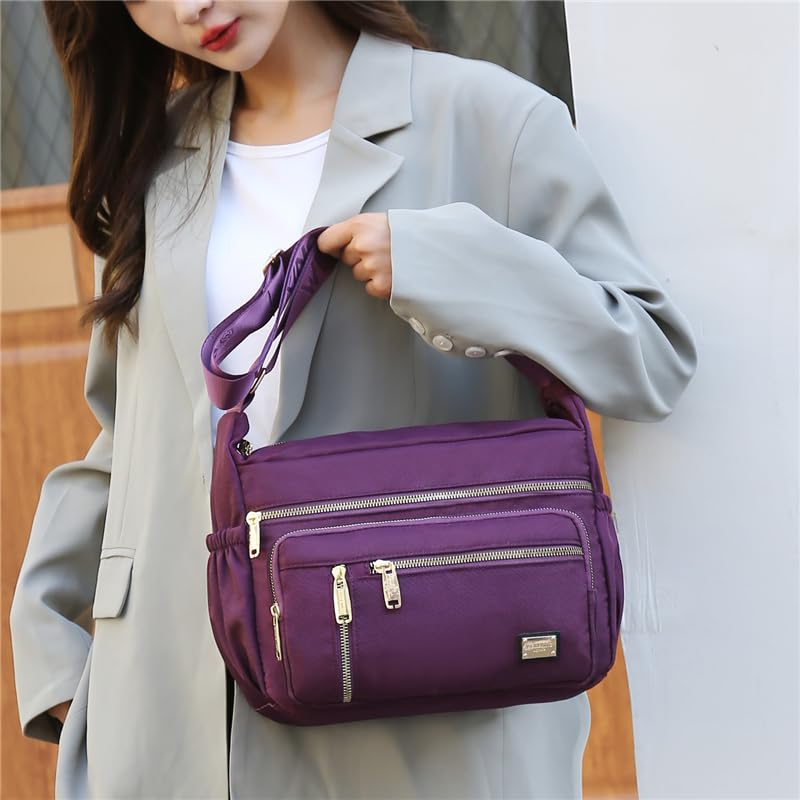 Image of COOLOME Purses for Women CrossBody Bag Waterproof Tote Shoulder Handbag Multiple Pockets Nylon Messenger Bag Fashion Tote Bag