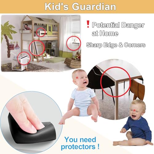 Safety Baby Edge Corner Guards Protector Set, Baby Proofing 6M/20ft Edges Protector + 8 Corner Guards for Kids Foam, Furniture and Tables Child Bumpers, Pre-Taped for Direct Use - Image 3