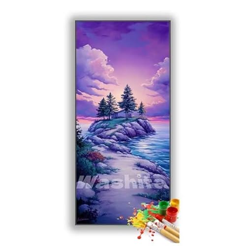 �������G �i�� �� �����h��G �L�b�g DIY ��l ���S�Ҍ��� �f�W�^�����G ��h�� �����L�b�g�ɂ��G�� Paint By Numbers �A�N�����y�C���g ���ʉ� �����Ńy�C���g �z�[�� �I�t�B�X���� �M�t�g 45x90 cm, �t���[���Ȃ�