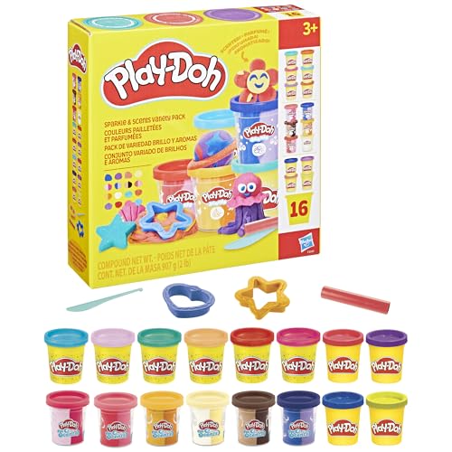 Play-Doh Sparkle and Scents Variety Pack of 16 Cans of Modeling Compound and 4 Tools, Arts and Crafts Toy for Kids 3 and Up, Non-Toxic - Image 11