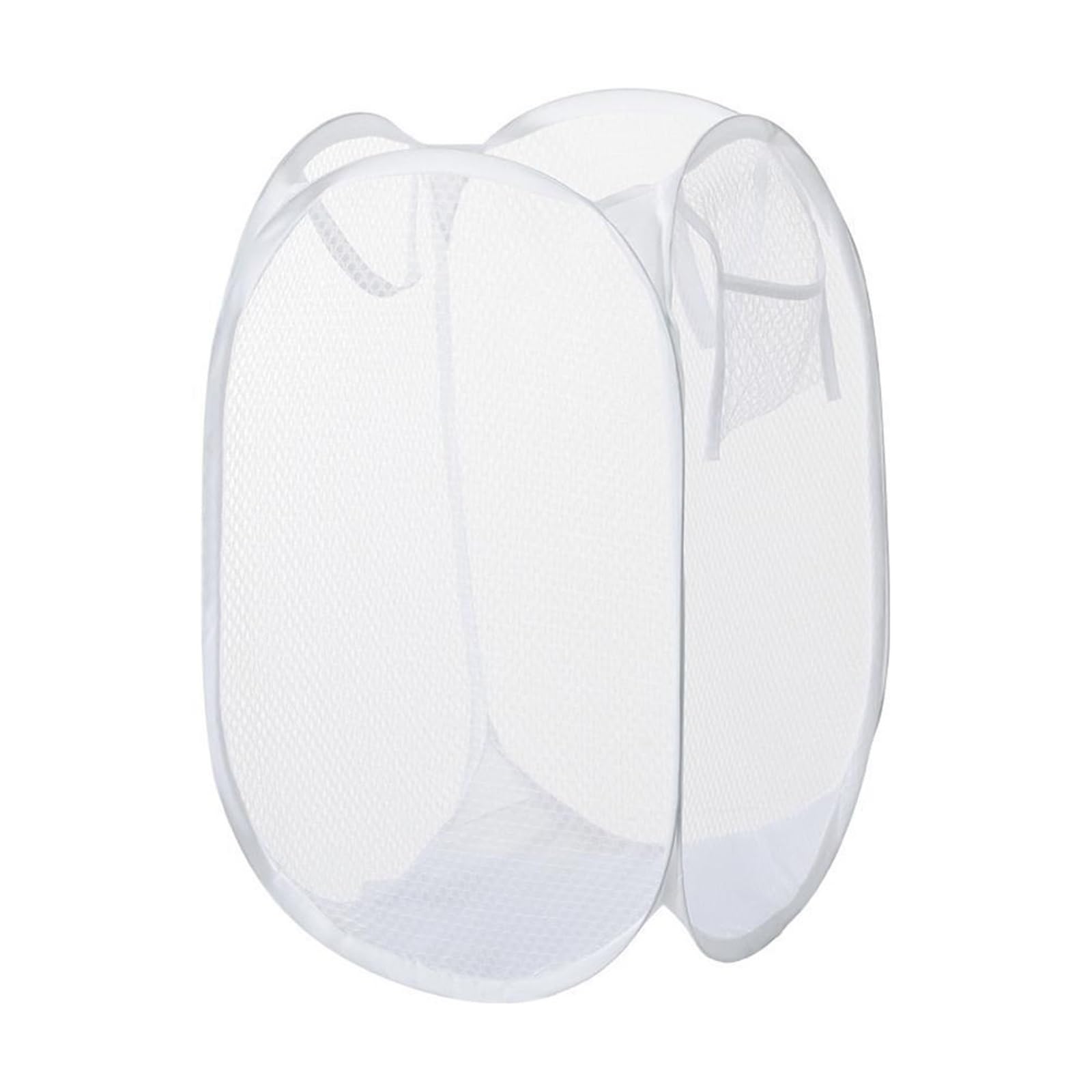 Fabric laundry hamper Mesh Laundry Basket Portable Clothes Hamper Ventilated Foldable Storage Bathroom for Family(White S)