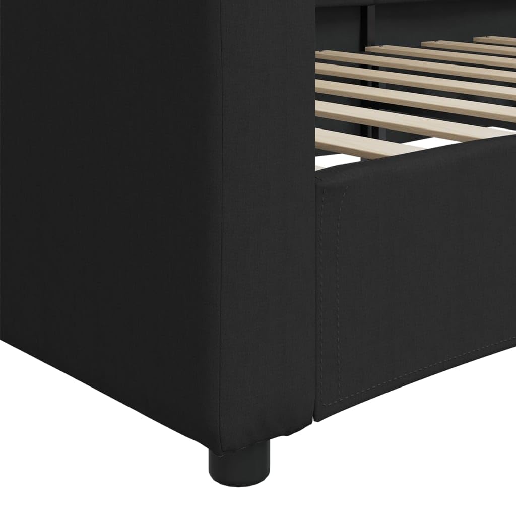 vidaXL Letto da Giorno Nero 90x190 cm in Tessuto, Divano Letto, Divano Letto Singolo, Divano Letto in Tessuto, Letto per Ospiti, Divano Letto Moderno