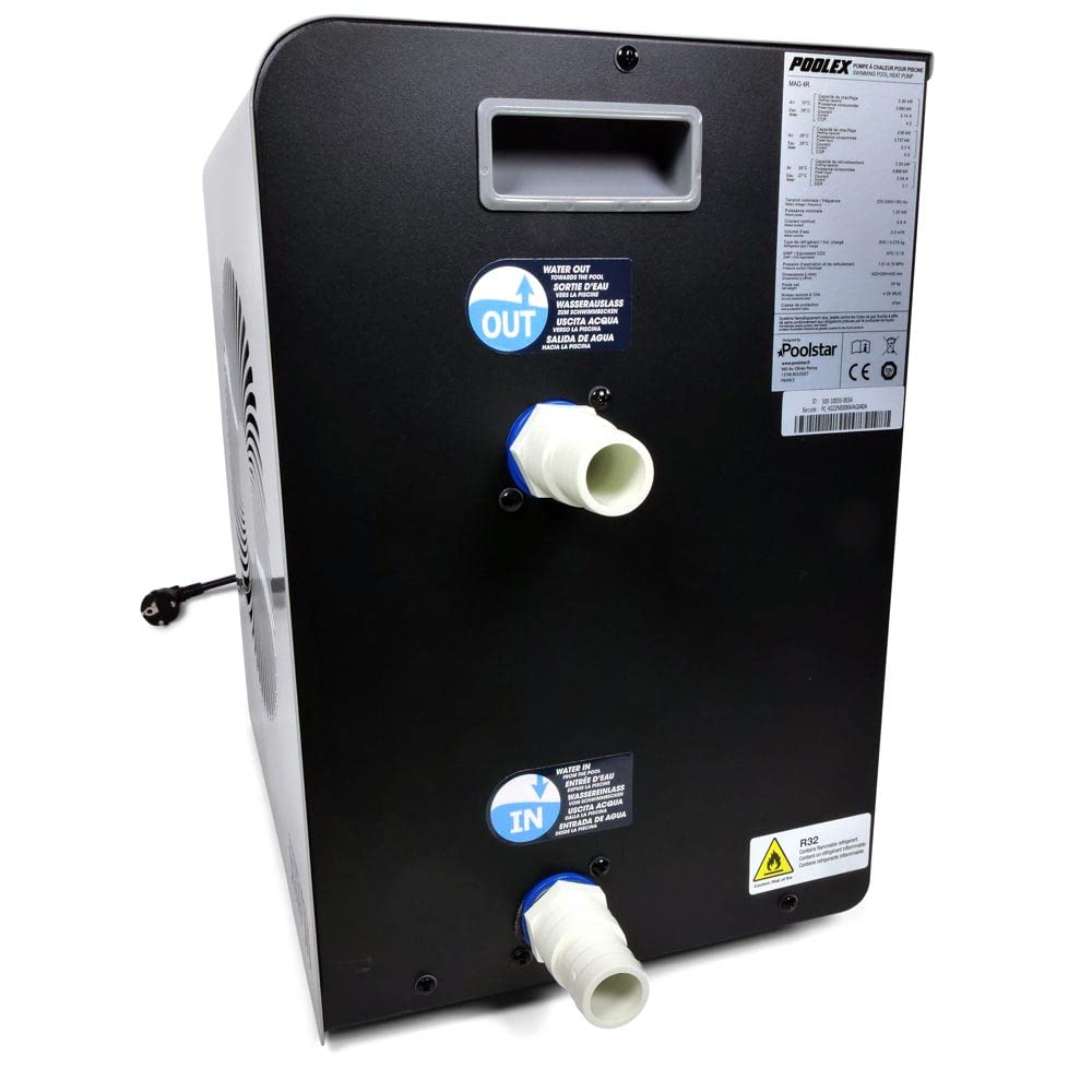 POOLEX MAG 4R Wärmepumpe für Pools Schwimmbecken bis 12.000 l Wasserinhalt Durchflusssensor Heizung Heizleistung 4 kW 230 V WiFi App-Steuerung LED Display Titan Wärmetauscher auch für Salzwasser
