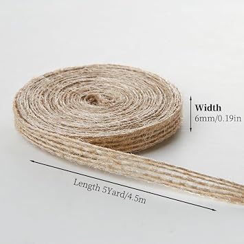 10 Rolls Burlap Ribbon Natural Burlap Fabric Ribbon 1/4 inches Tan Jute Linen Ribbon Rolls for Gift Wrapping Bows Making,DIY Crafts,Party Decoration
