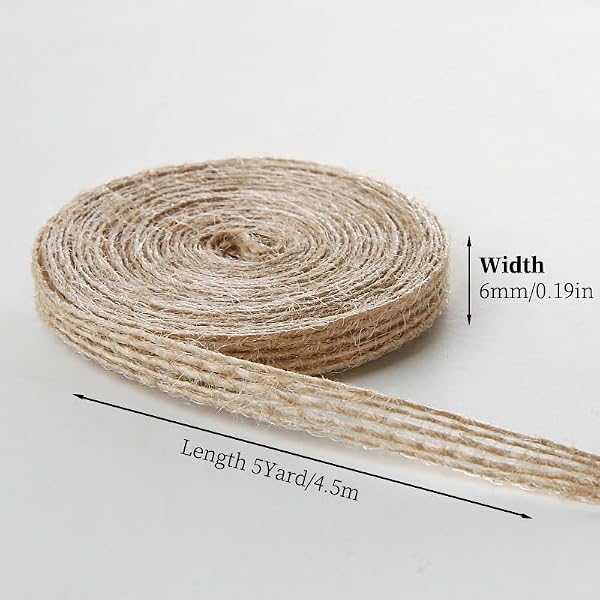 UBCGOTT 10 Rolls Burlap Ribbon Natural Burlap Fabric Ribbon 1/4 inches Tan Jute Linen Ribbon Rolls for Gift Wrapping Bows Making,DIY Crafts,Party Decoration by UBCGOTT - Used condition - Image 3