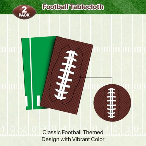 2 Pack Football Tablecloth - Football Party Decorations, Plastic Footballs Table Cover, Disposable Rectangle Table Cloth for Footballs Party Supplies, Tailgate Tables Decor Favors, 54 x 108 Inch - Image 6
