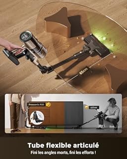 Proscenic P20 Aspirateur Balai sans Fil,70Kpa/680W/70Min Aspirateur Laveur avec Nettoyage de Sol,Aspirateur Pliable sans Fil Puissant,Autoportante,Brosse Anti-Enmêlement pour Tapis,Poils Animaux,Voit