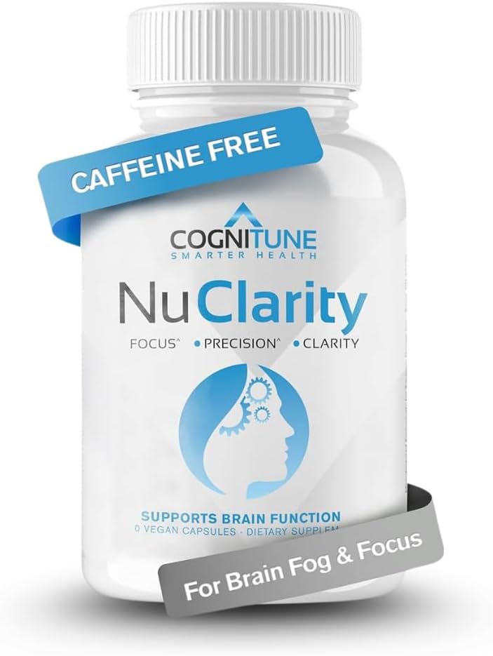 CogniTune NuClarity Brain Supplement for Memory and Focus - Caffeine-Free Nootropic for Mental Clarity Without Jitters - with Ginkgo Biloba, Bacopa Monnieri, Alpha-GPC for Cognitive Support