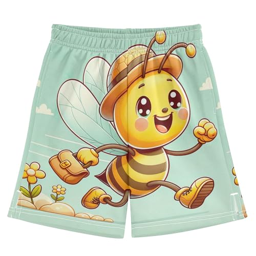 Cute Bee Floral Boys Toddlers Shorts Summer School Lounge Shorts Custom Pajama Shorts 7-8