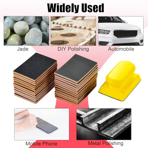 Image of MAXMAN Sanding Sponge Set, 180-3000 Grit Foam, Wet /Dry Sandpaper for Wood | 24PCS Soft Foam Hand Sander Block, Wet /Dry Fine Sandpaper Sponge, 3x4 Inch Reusable Pads for Metal /Furniture, Ideal for DIYer