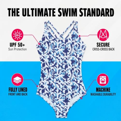Image of Kanu Surf Girls' Reese UPF 50 Beach Sport Criss-Cross One Piece Swimsuit