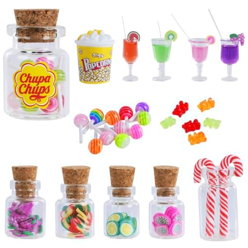 Aolso - Aolso Maison de poupée Meubles Miniatures, 14 pièces Miniature Accessoires, Mini Maison de poupée Micro Accessoires, Cuisine en résine Mini modèle Alimentaire Décoration de pour - -15%