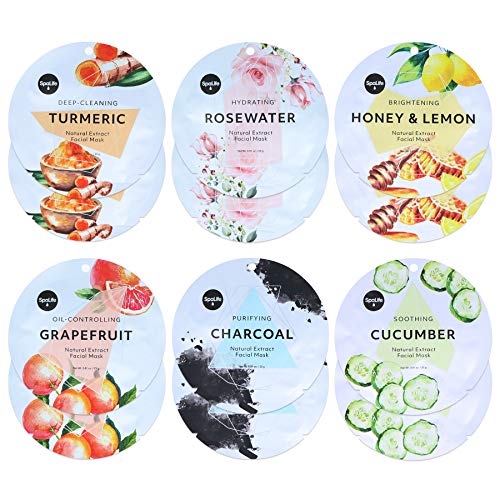 Spa Life Circle Natural Extracts Facial Mask Assorted 12 pack