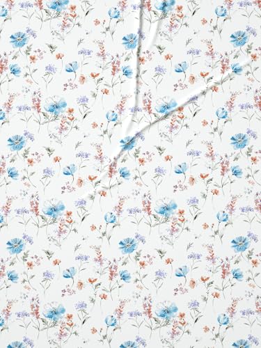 Image of DDECOR Live Beautiful 100% Cotton 145TC Floral King Bedsheet with 2 Pillow Covers | Rotary Printed Breathable Fabric | 224 CM X 254 CM | Luxury Bedding for Home | Cresta Collection |Topaz Turquoise