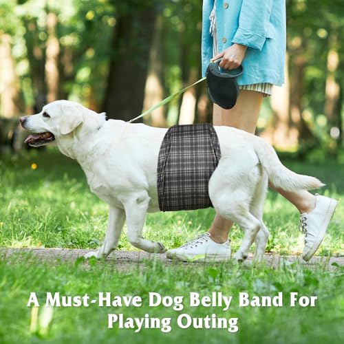 Image of 5 Pack Dog Diapers Male Reusable, Belly Bands for Male Dogs, High Absorbing Dog Pee Wraps for Doggie in Incontinence and Training Ttartan XXL