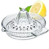 KADAX Zitruspresse aus Natrium-Kalzium Glas, manuelle Zitronenpresse mit Ausgießer, Saftpresse, Zitronenentsafter, Orangenpresse, Limettenpresse (Transparent)