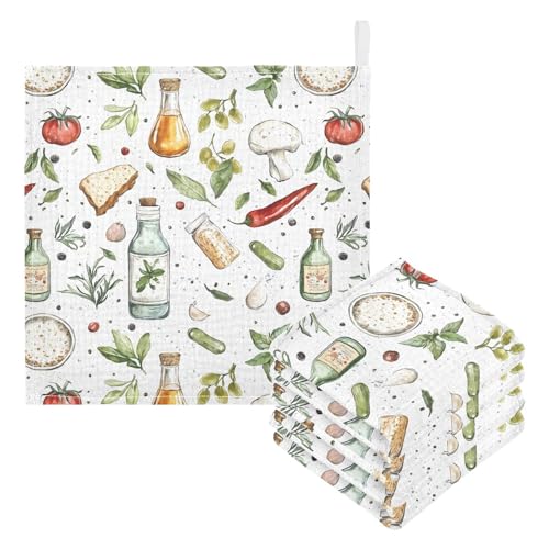 vvfelixl Cartoon Kitchen Ingredients Baby Burp Cloths Baby Muslin Washcloths for Boys Girls Cotton Babys Face Towel for Newborn Infants Soft and Absorbent 11.8 X 11.8 in, 5 Pack3