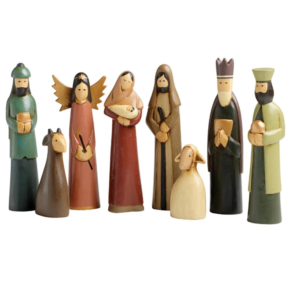 Dear Holidays Folk Art Tabletop Nativity Scene Set