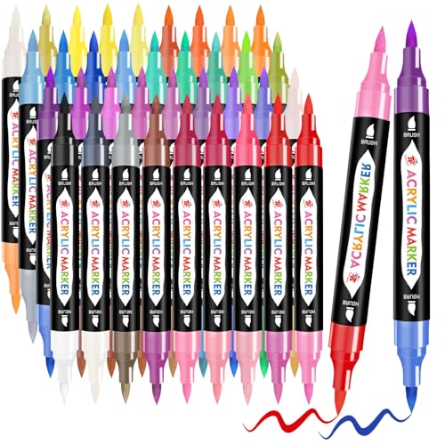 TBC The Best Crafts Acrylstifte 72 Farben, 36 Stück Doppelspitze...