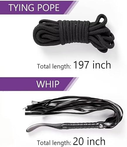 Generic SM Games Sex Bed Toys Bondage Rope Kit Restraints BDSM Sex Bondage Set with Handcuffs and Leg Straps Cuffs Restraint Tied Down Arms and Legs Sex Toys for Couple Sweater Yoga 28-CSHK